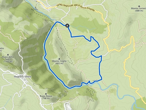 Mappa del sentiero delle Gole del Calore